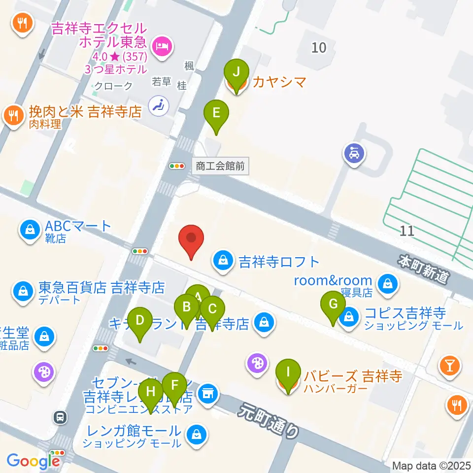 吉祥寺Planet K周辺のカフェ一覧地図