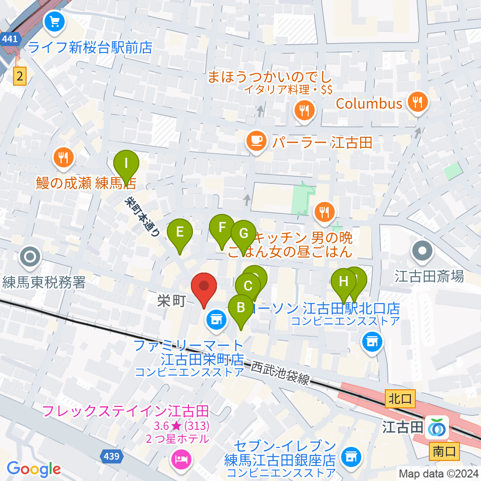 江古田フライングティーポット周辺のカフェ一覧地図