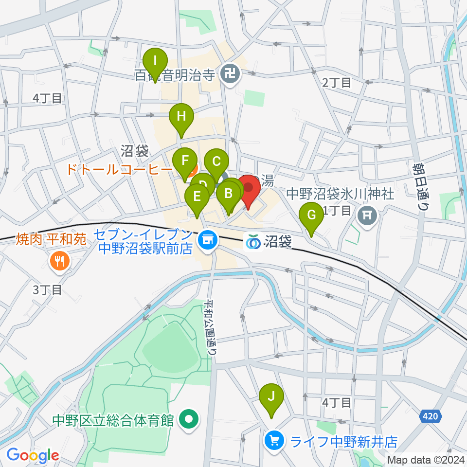 オルガンジャズクラブ abecafe周辺のカフェ一覧地図