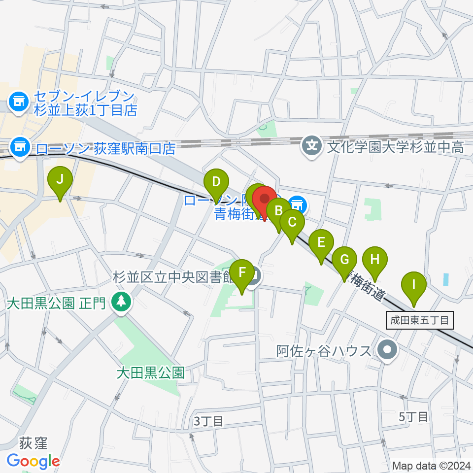 荻窪ベルベットサン周辺のカフェ一覧地図