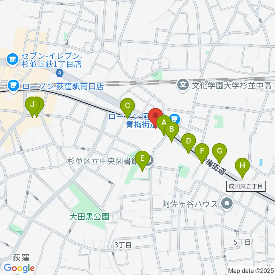 荻窪ベルベットサン周辺のカフェ一覧地図