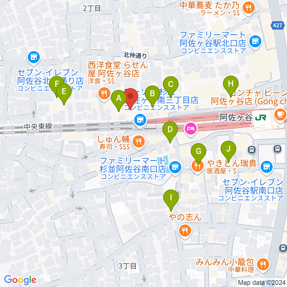 阿佐ヶ谷JAMBJAMB周辺のカフェ一覧地図