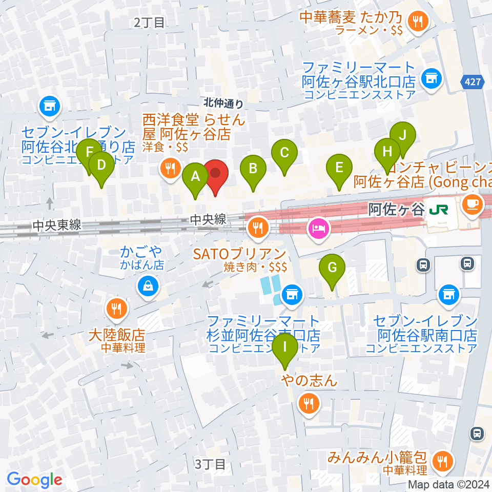 阿佐ヶ谷JAMBJAMB周辺のカフェ一覧地図