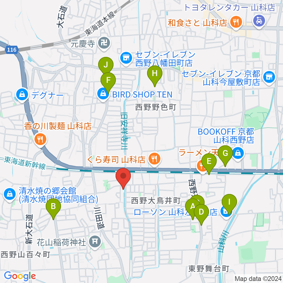 イーストマウンテンスタジオ周辺のカフェ一覧地図