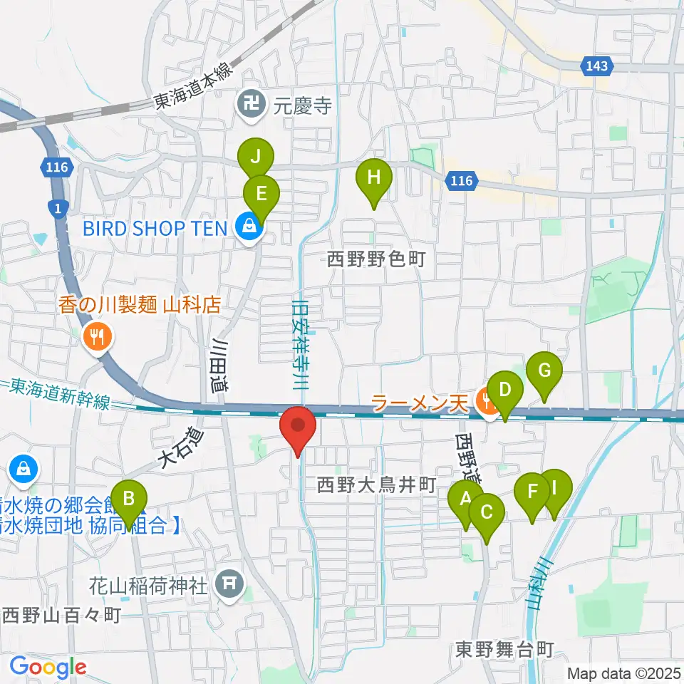 イーストマウンテンスタジオ周辺のカフェ一覧地図