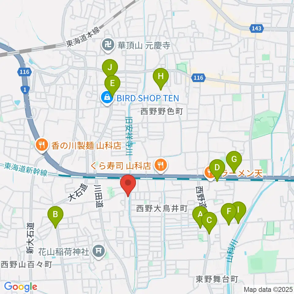 イーストマウンテンスタジオ周辺のカフェ一覧地図