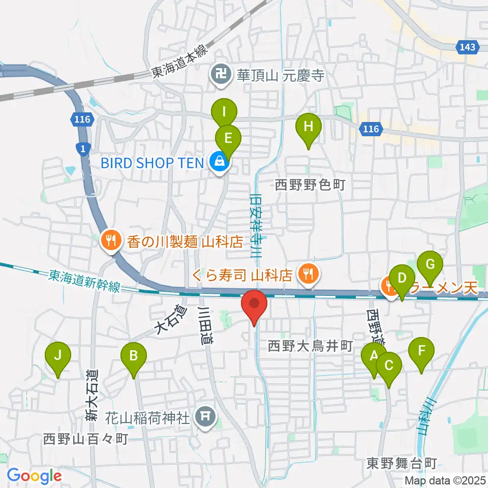 イーストマウンテンスタジオ周辺のカフェ一覧地図