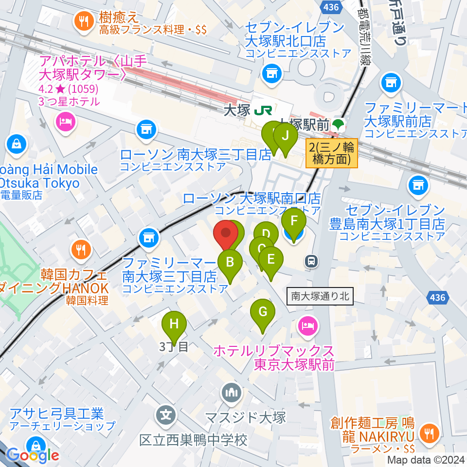 大塚Deepa周辺のカフェ一覧地図