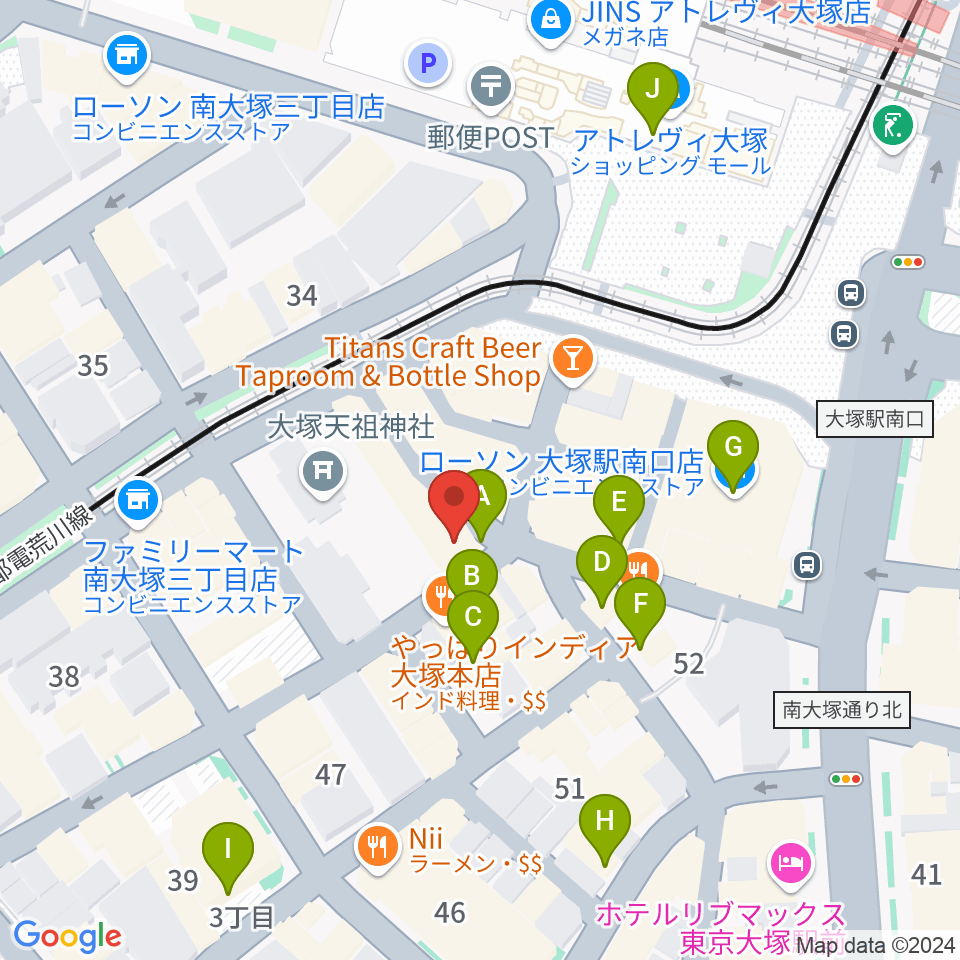 大塚Deepa周辺のカフェ一覧地図