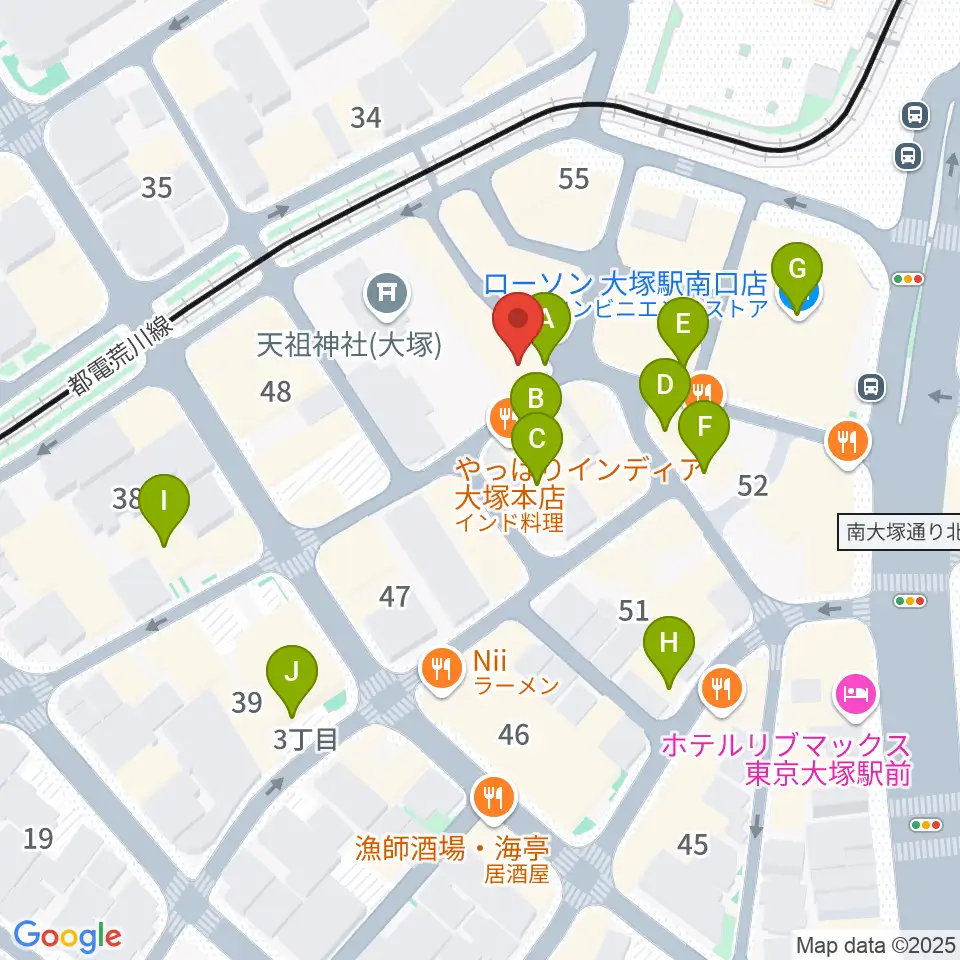 大塚Deepa周辺のカフェ一覧地図