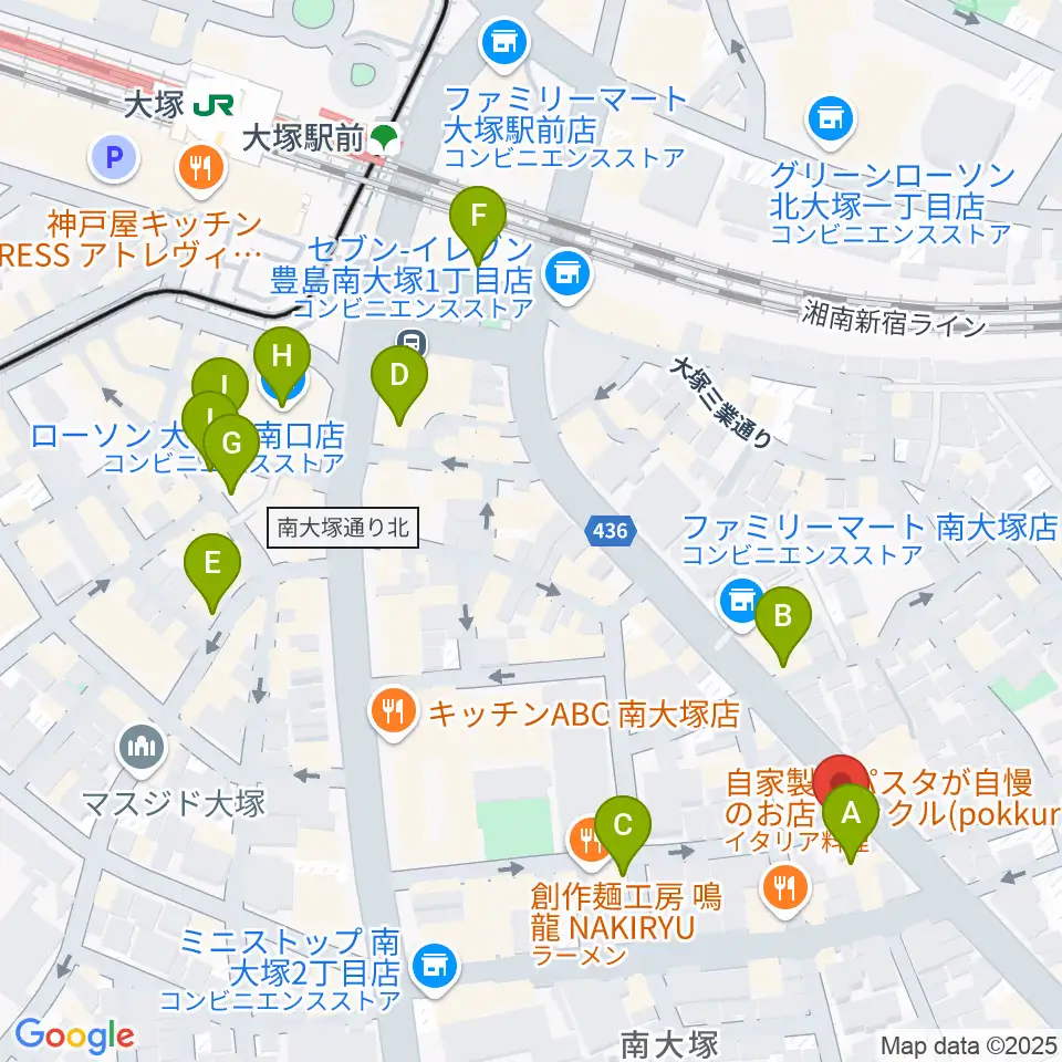 大塚ドンファン周辺のカフェ一覧地図