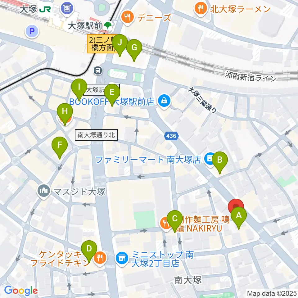 大塚ドンファン周辺のカフェ一覧地図