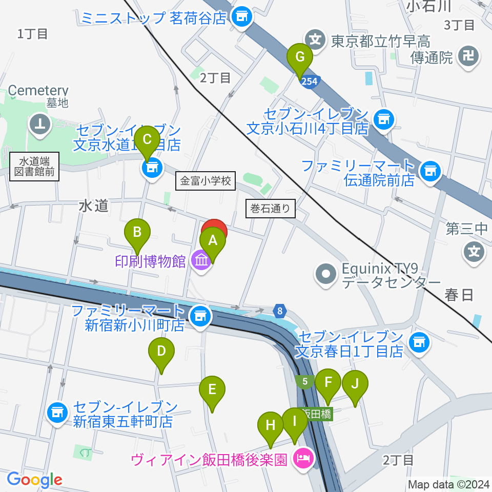 トッパンホール周辺のカフェ一覧地図