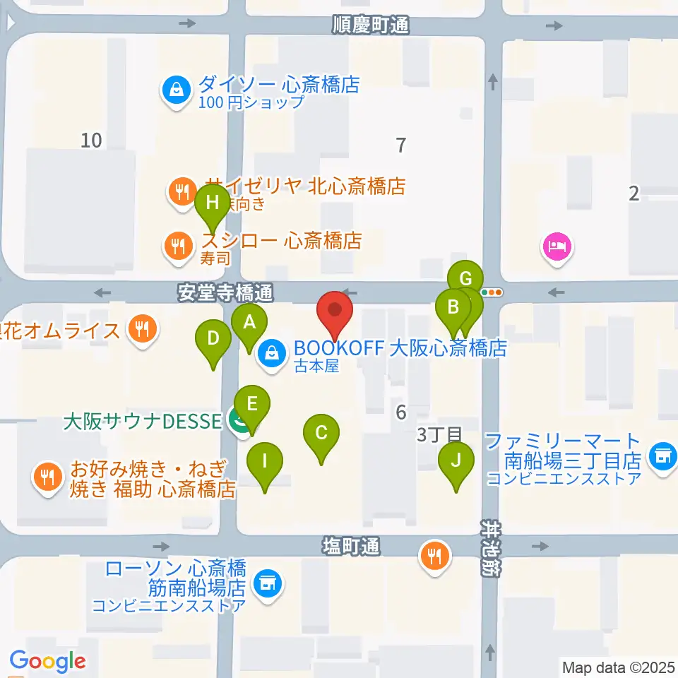 IMIボイストレーニング・ボーカルスクール大阪校周辺のカフェ一覧地図