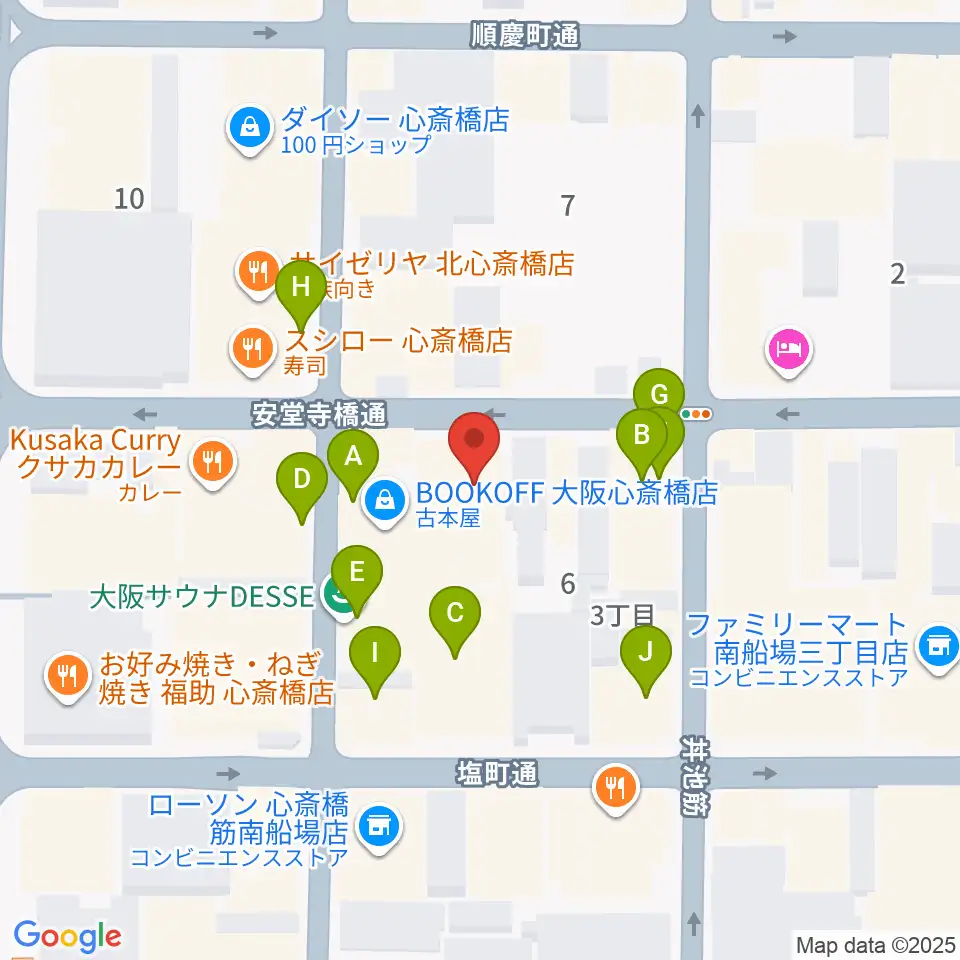 IMIボイストレーニング・ボーカルスクール大阪校周辺のカフェ一覧地図