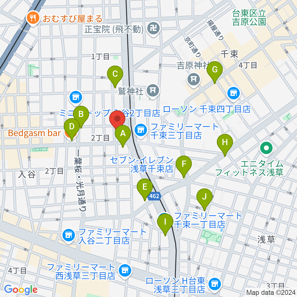 入谷FOUR AND MORE周辺のカフェ一覧地図