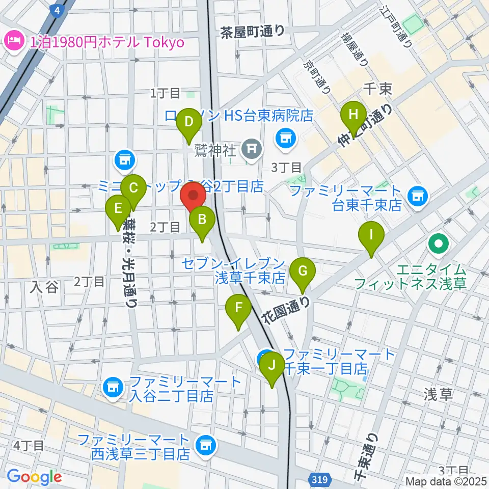 入谷FOUR AND MORE周辺のカフェ一覧地図