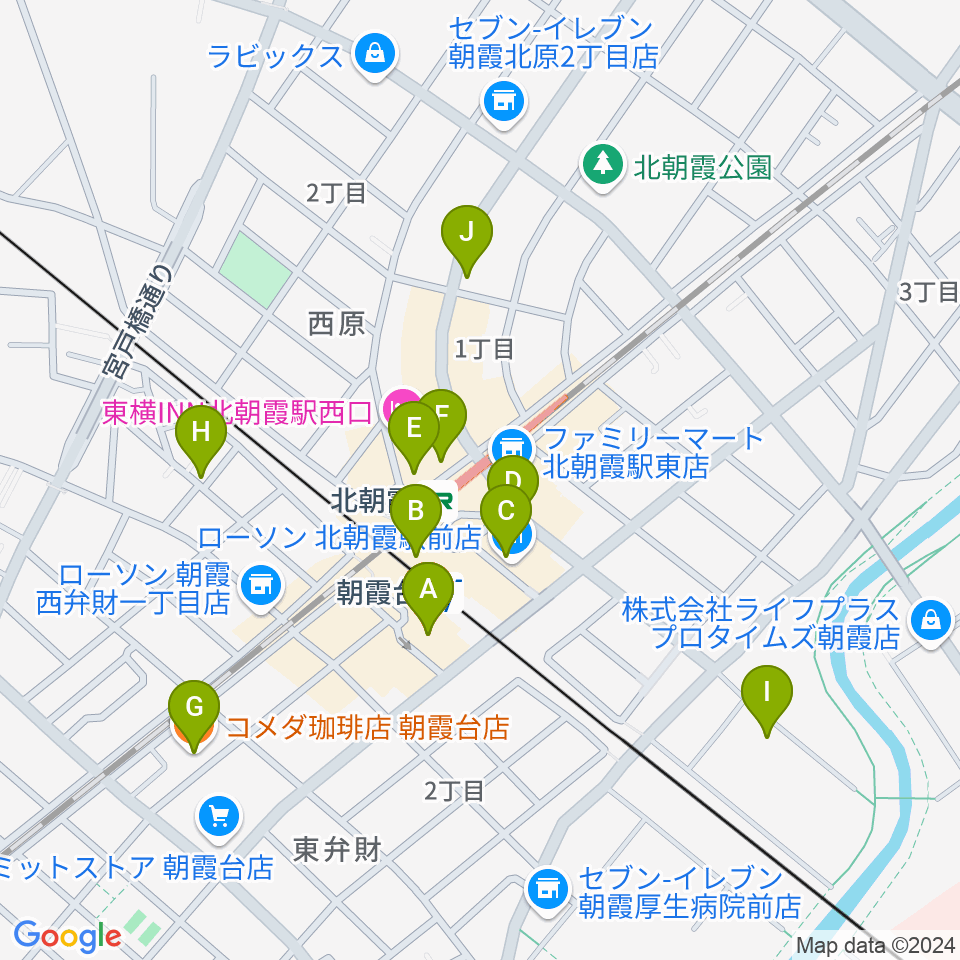 朝霞台 停車場周辺のカフェ一覧地図