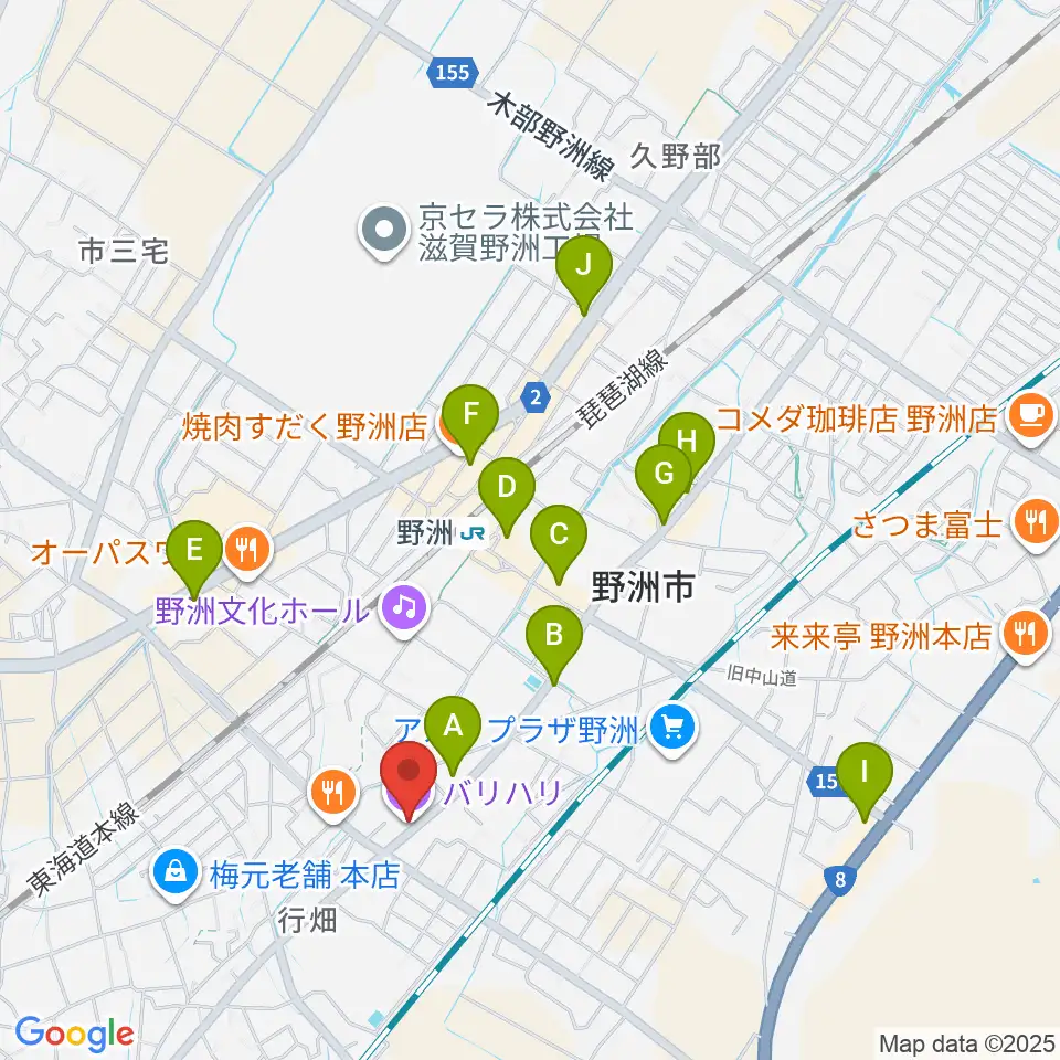 滋賀バリハリ周辺のカフェ一覧地図