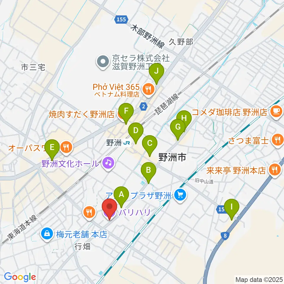 滋賀バリハリ周辺のカフェ一覧地図