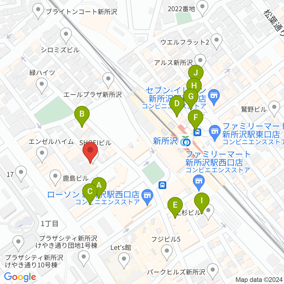 新所沢スワン周辺のカフェ一覧地図