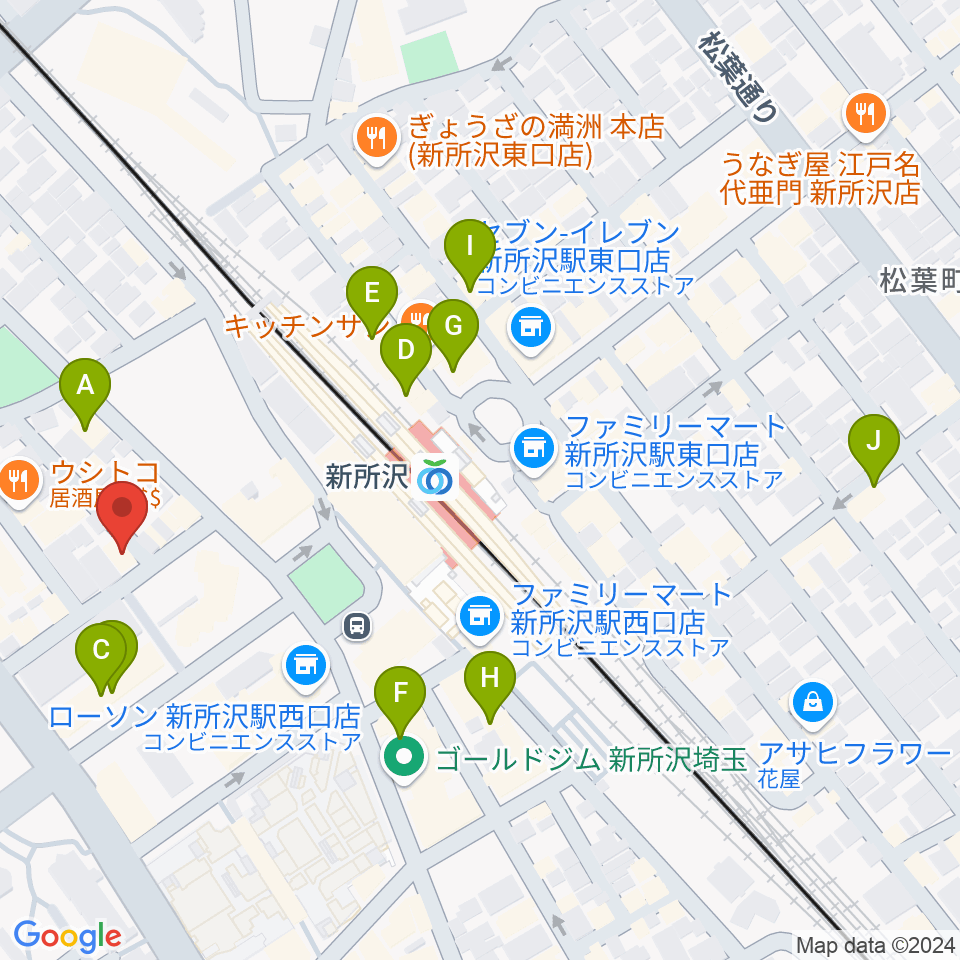 新所沢スワン周辺のカフェ一覧地図