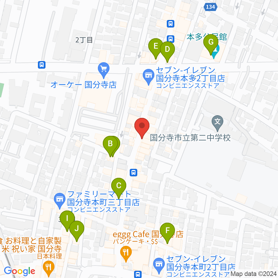 国分寺Morgana周辺のカフェ一覧地図