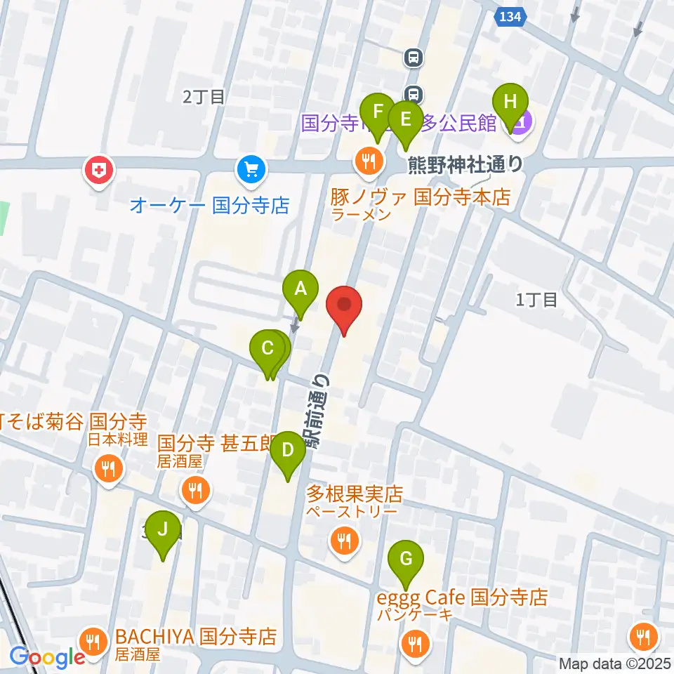 国分寺Morgana周辺のカフェ一覧地図