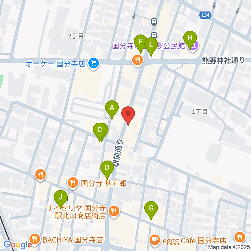 国分寺Morgana周辺のカフェ一覧地図
