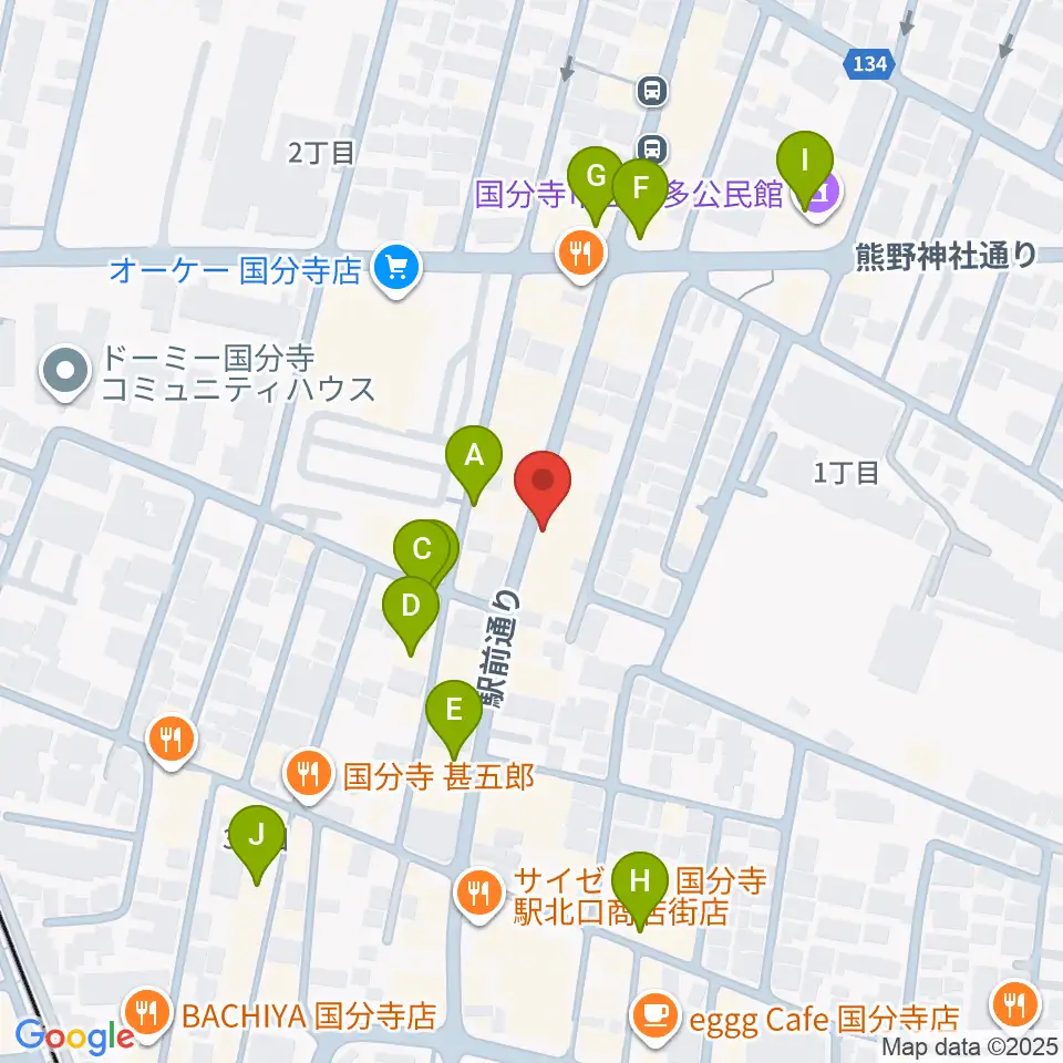 国分寺Morgana周辺のカフェ一覧地図