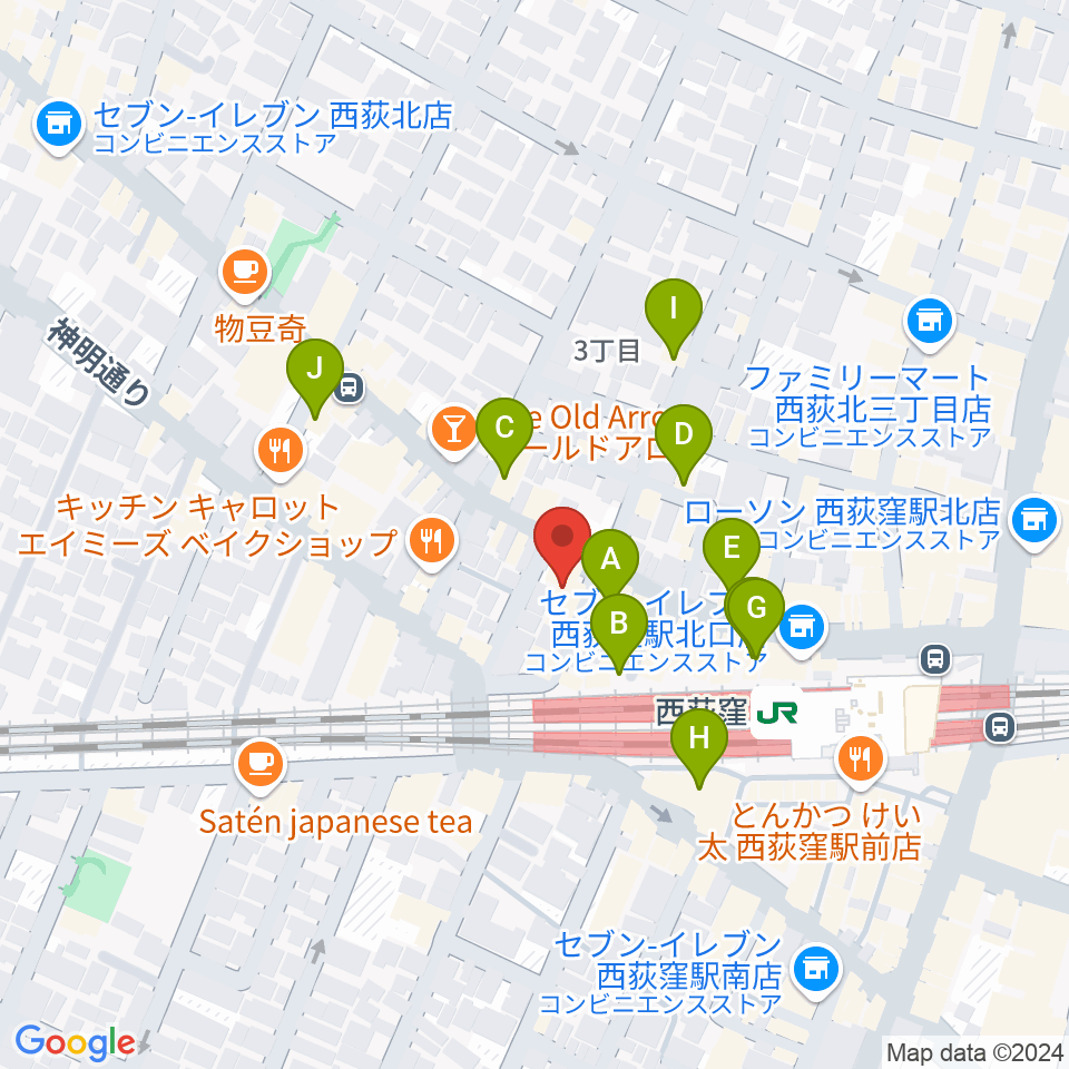 西荻ヘブンズドア周辺のカフェ一覧地図