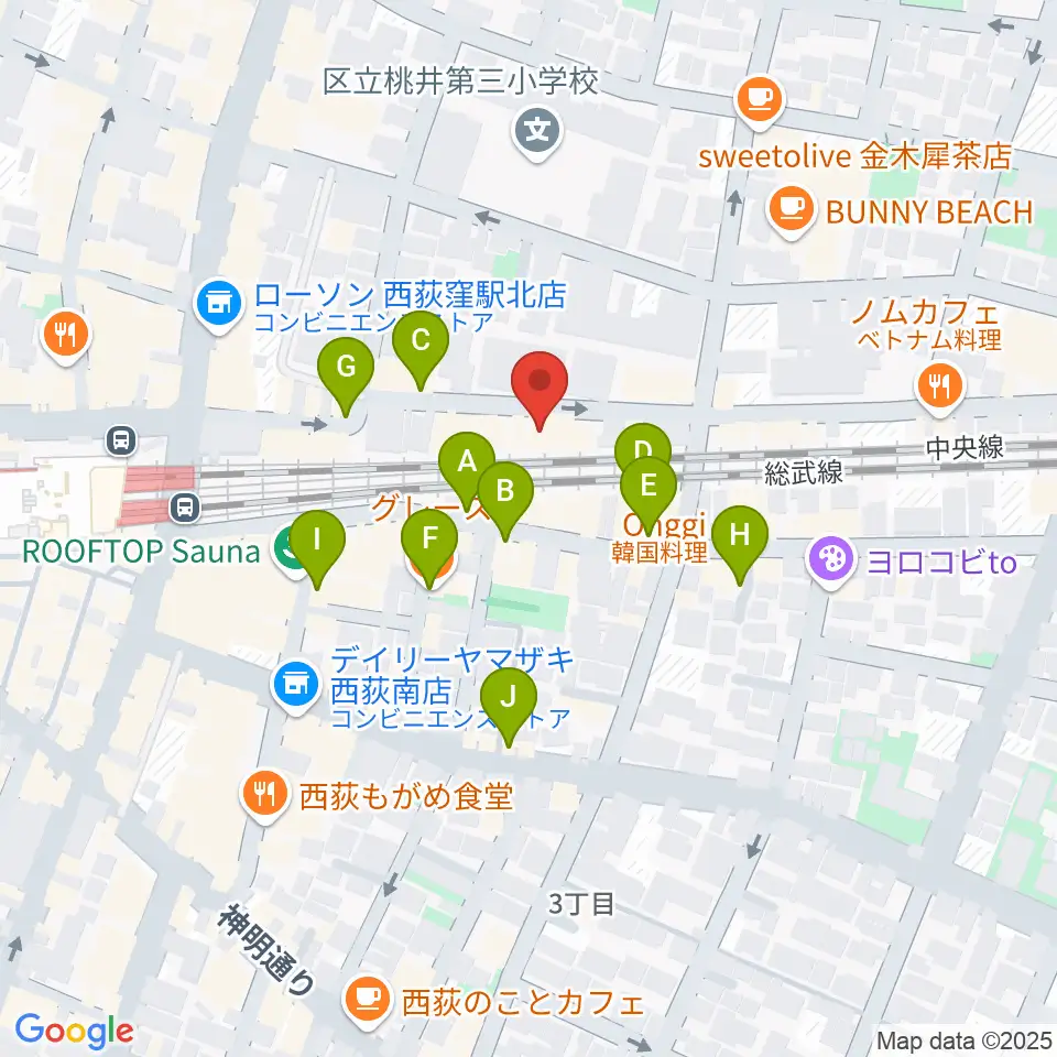 音や金時周辺のカフェ一覧地図