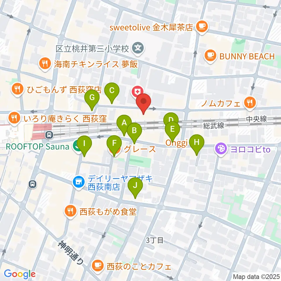 音や金時周辺のカフェ一覧地図