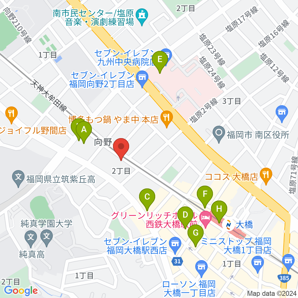 ミュージックスタジオ・バンブー周辺のカフェ一覧地図