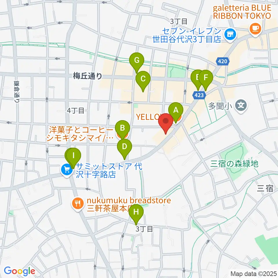 rainford studio周辺のカフェ一覧地図