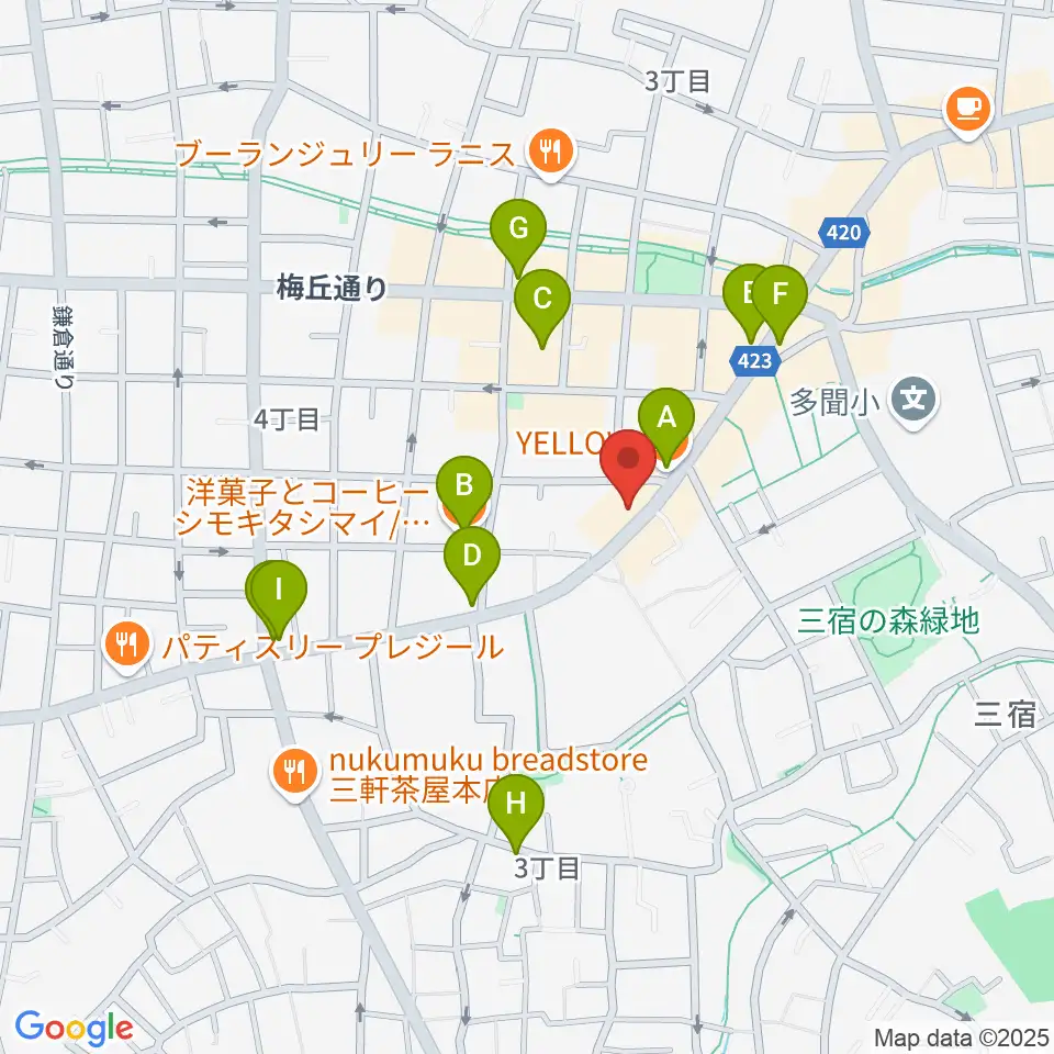 rainford studio周辺のカフェ一覧地図