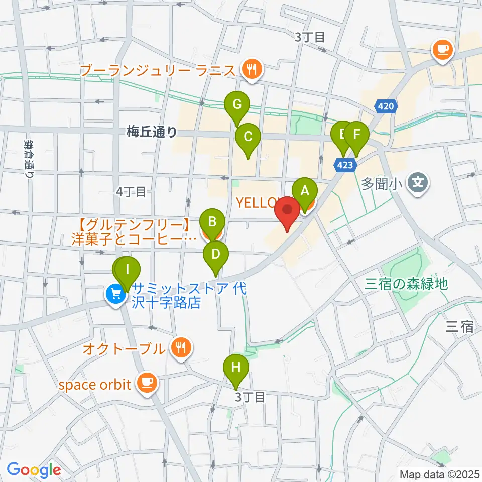 rainford studio周辺のカフェ一覧地図