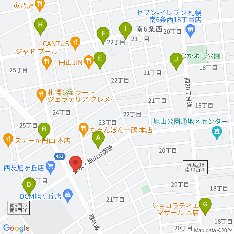 エレキ堂周辺のカフェ一覧地図