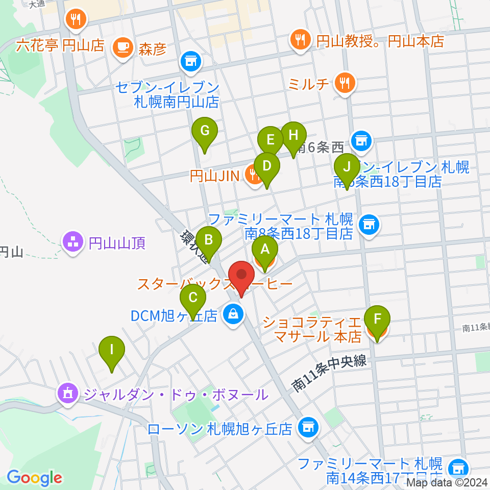 エレキ堂周辺のカフェ一覧地図