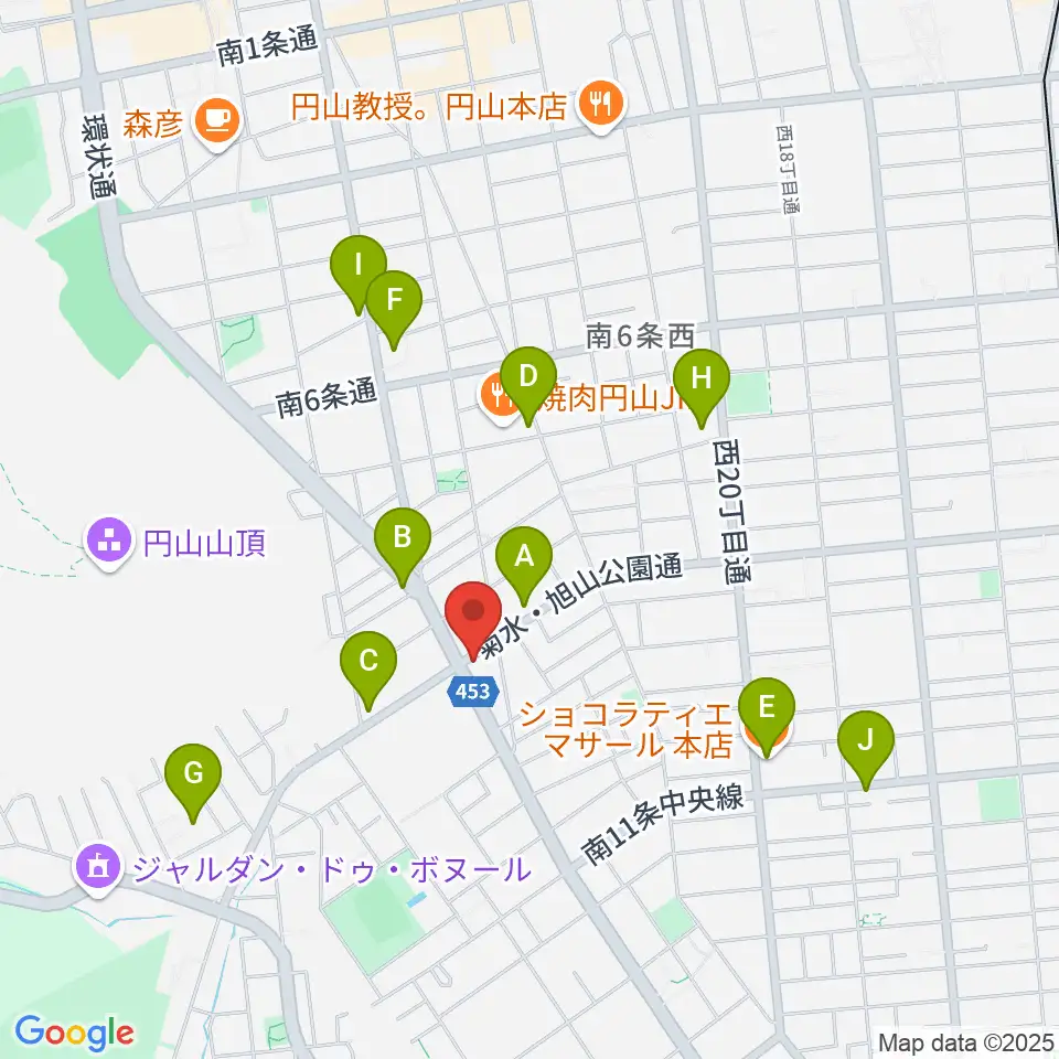 エレキ堂周辺のカフェ一覧地図