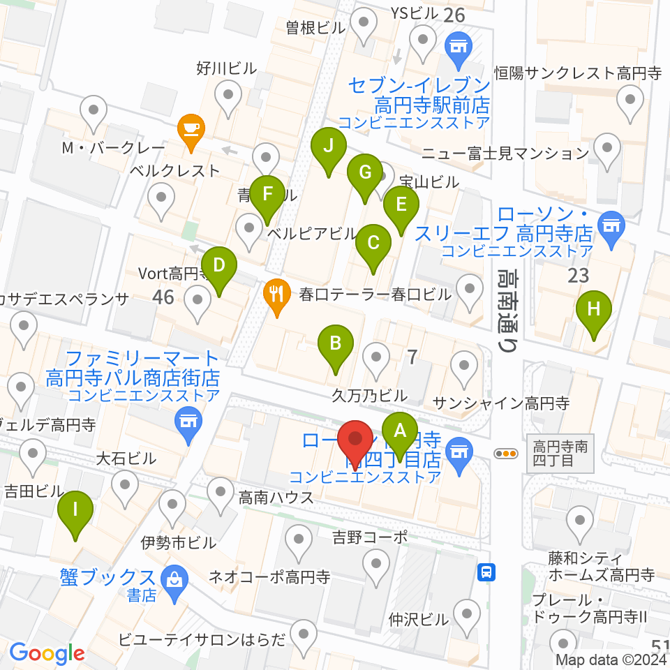 高円寺ALONE周辺のカフェ一覧地図
