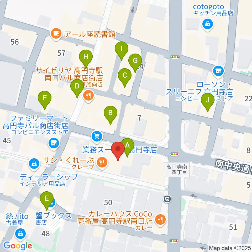 高円寺ALONE周辺のカフェ一覧地図