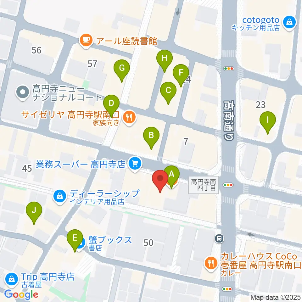 高円寺ALONE周辺のカフェ一覧地図