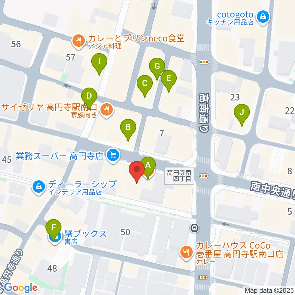 高円寺ALONE周辺のカフェ一覧地図