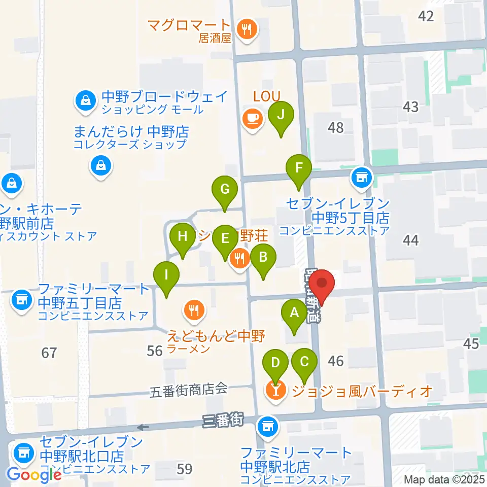 中野SweetRain周辺のカフェ一覧地図
