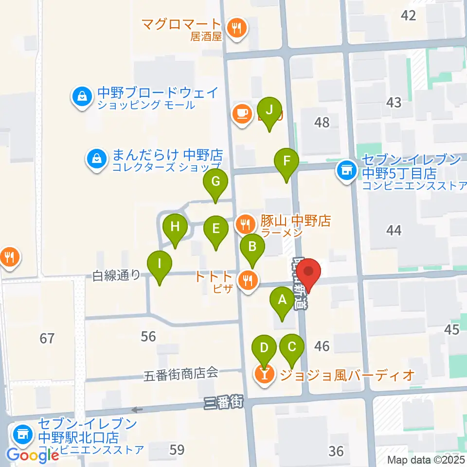中野SweetRain周辺のカフェ一覧地図