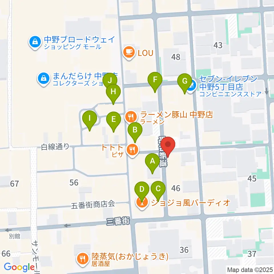 中野SweetRain周辺のカフェ一覧地図