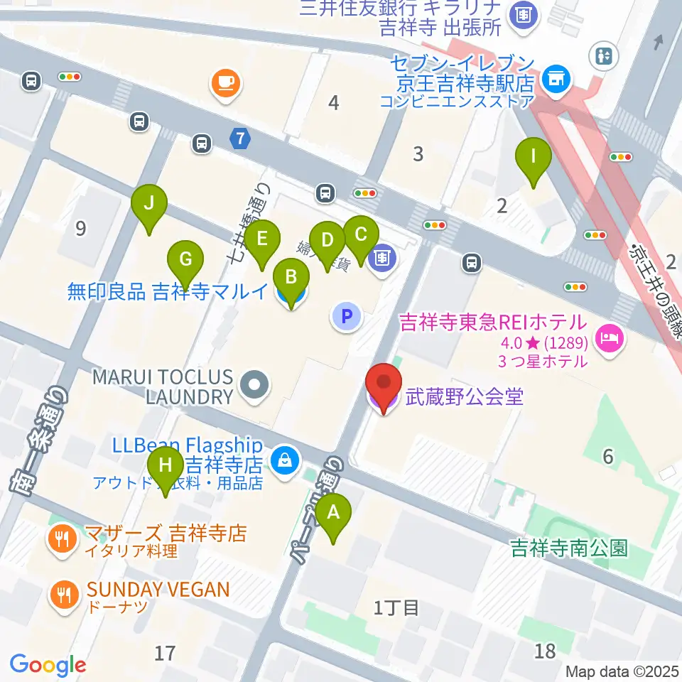 武蔵野公会堂周辺のカフェ一覧地図