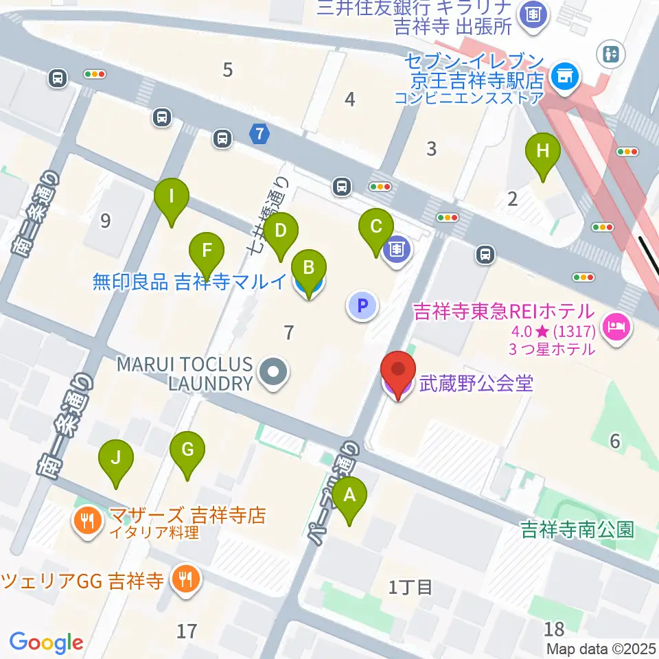 武蔵野公会堂周辺のカフェ一覧地図