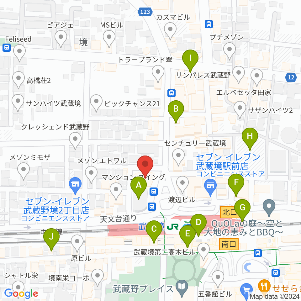 武蔵野スイングホール周辺のカフェ一覧地図
